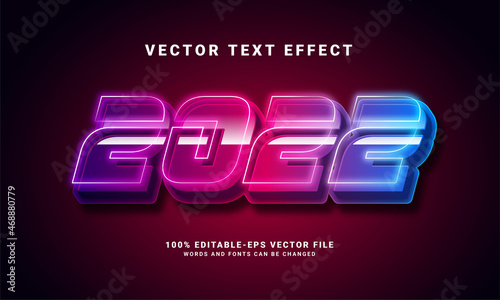 2022 3D text effect. Editable text style effect with light theme, suitable for new year celebration needs .