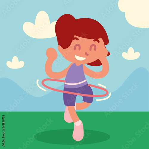 funny girl with hula hoop