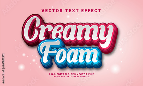 Creamu foam 3D text effect. Editable text style effect with fashion beauty theme. Suitable for beauty product needs.
