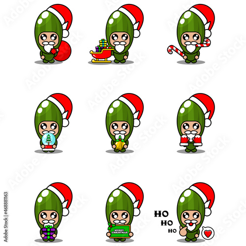 vector cartoon character cute cucumber vegetable mascot costume set christmas bundle