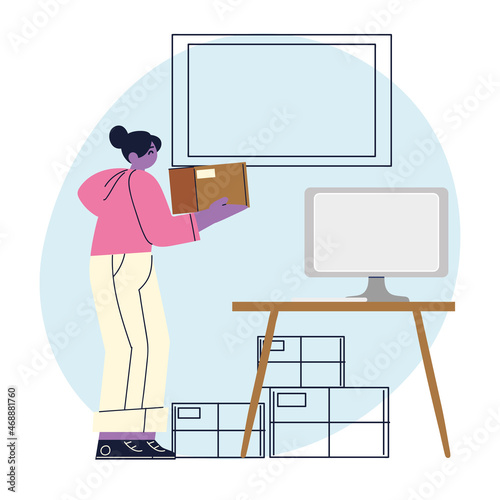 woman with packages in the home