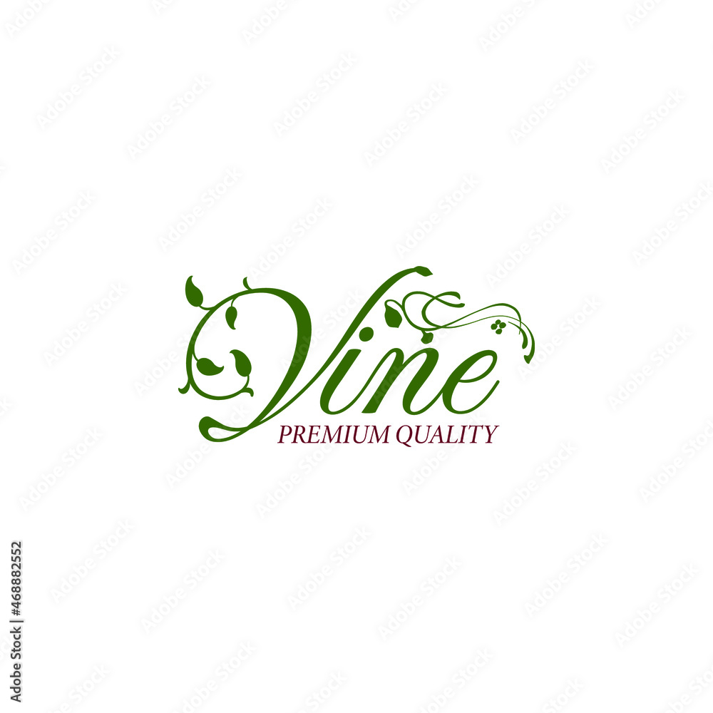 Vine typography with Ivy leaf logo applied for Company logo design
