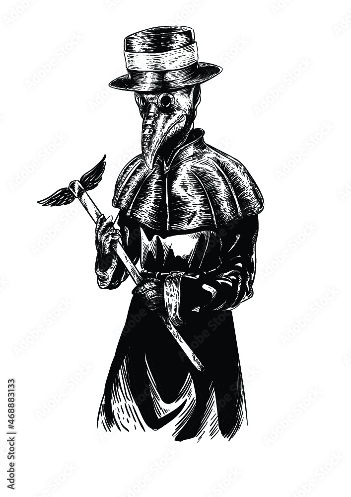Obraz premium Black Plague Black & white illustration vector