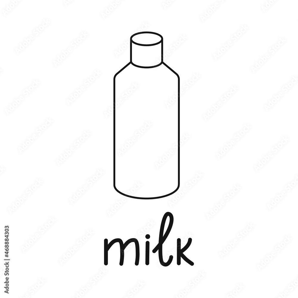 The icon is a linear milk jar with text. Contour symbol for cosmetics, website design. Vector isolated illustration. The icon is a linear milk jar with text. Contour symbol for cosmetics, website design. Vector isolated illustration.