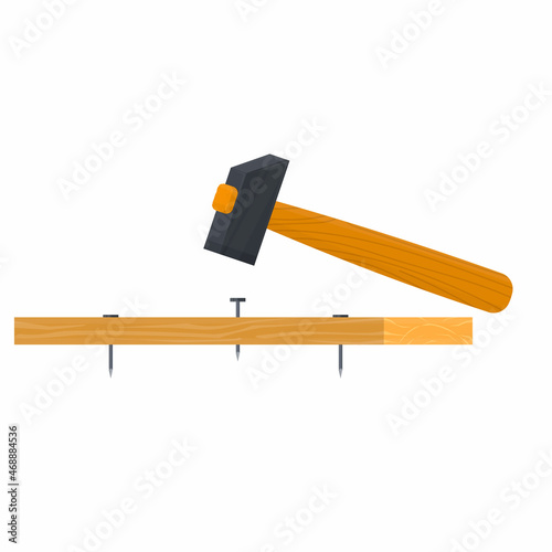 Hammer. Hammer hammers nail, vector illustration