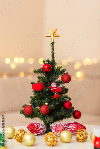 small christmas tree decoration on table
