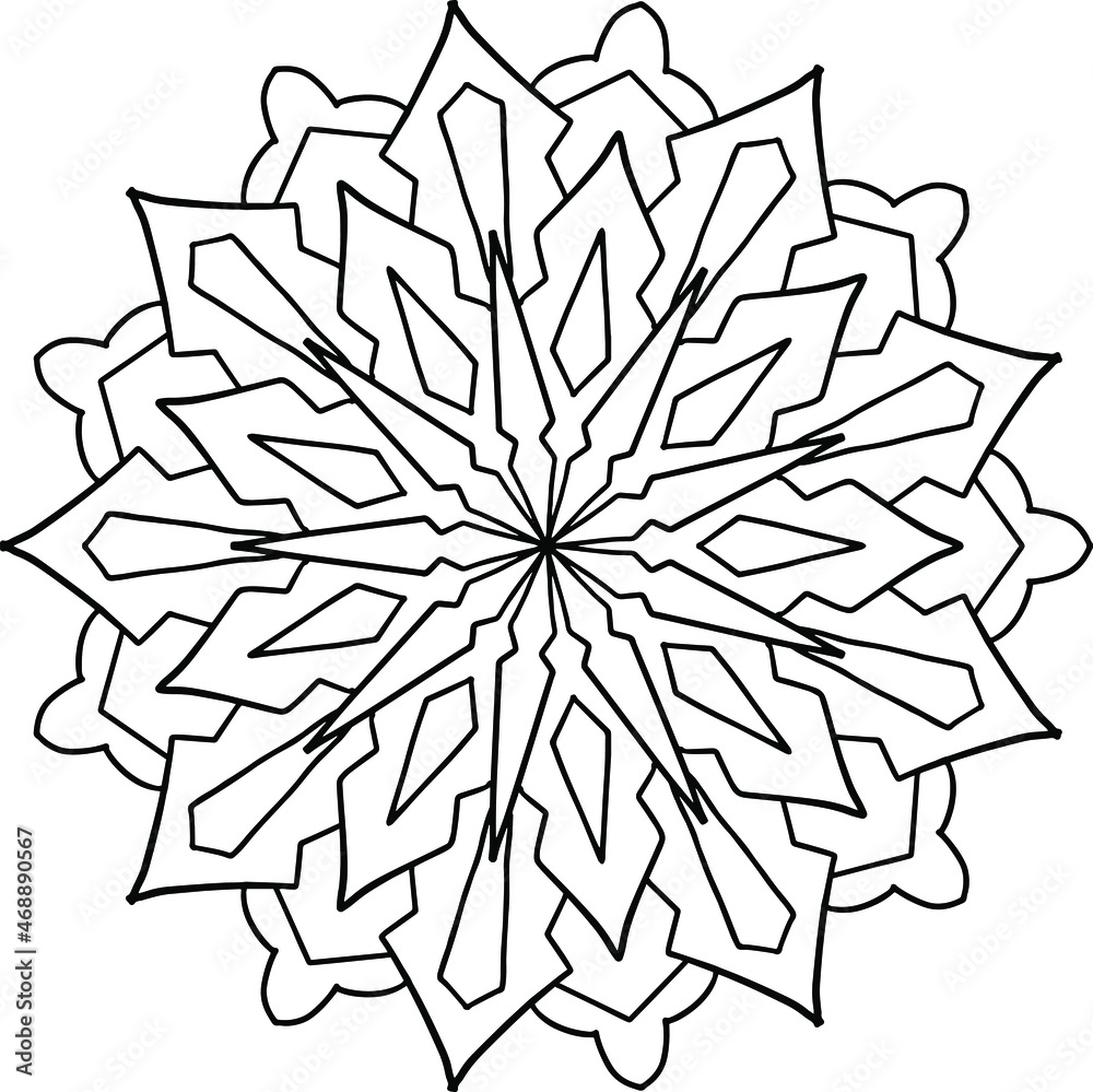 Black and white mandala design, meditation, yoga, icon, vector, illustration, coloring page Black and white mandala design, meditation, yoga, icon, vector, illustration, coloring page