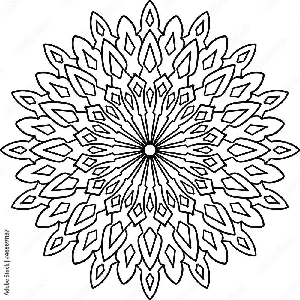 Black and white mandala design, meditation, yoga, icon, vector, illustration, coloring page Black and white mandala design, meditation, yoga, icon, vector, illustration, coloring page