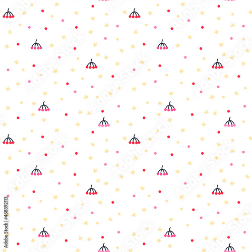 Seamless vector pattern with snowflakes and rowan. Winter illustration for wrapping paper, wallpaper, textile