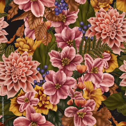 Beautiful seamless pattern with floral background  © thitiphorn
