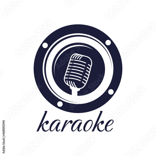 microphone and speaker. karaoke logo design idea for company, club and website.