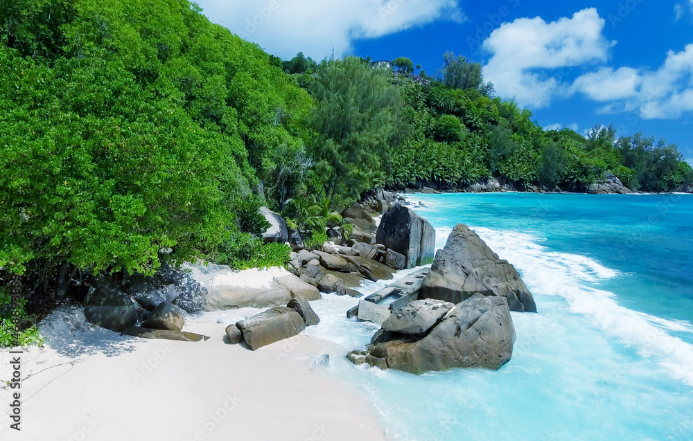 Aerial view of Anse Intendance beach in Mahe', Seychelles Islands