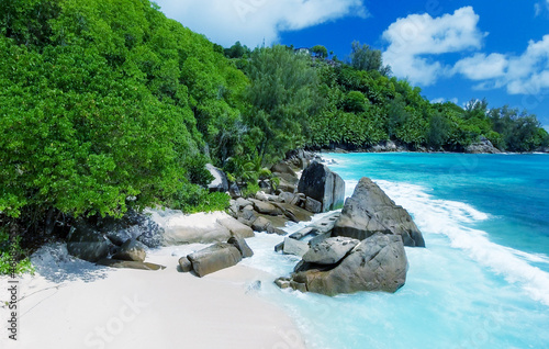 Aerial view of Anse Intendance beach in Mahe', Seychelles Islands