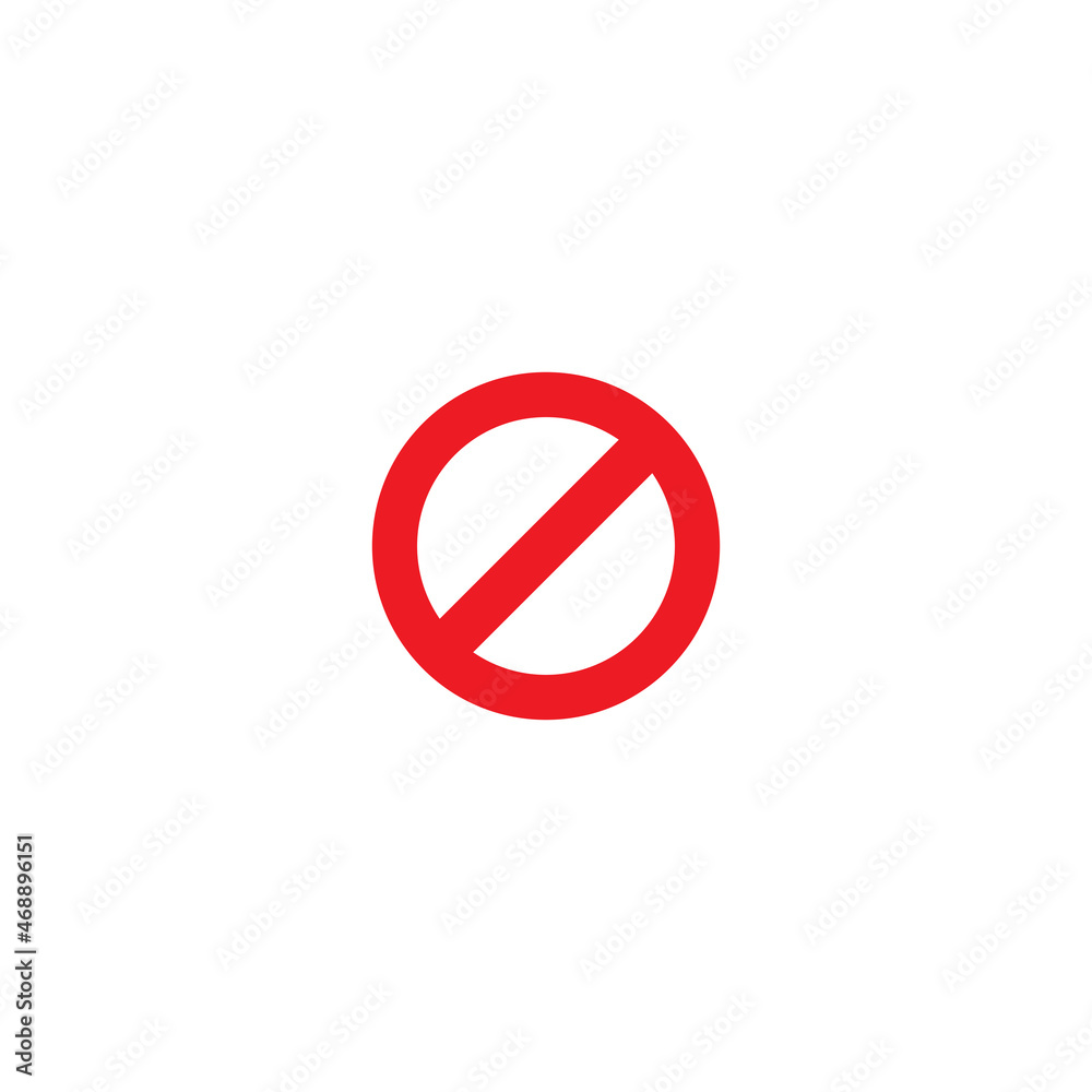 red crossed circle. prohibited button. Caution icon. Flat vector icon isolated on white. red crossed circle. prohibited button. Caution icon. Flat vector icon isolated on white.