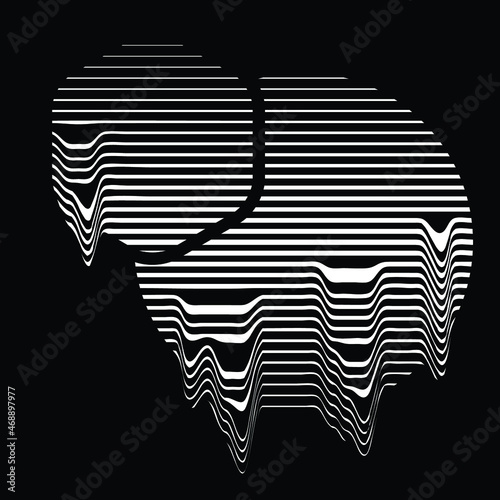 Glitch distorted geometric shape . Minimal art design . Noise destroyed circle logo . Trendy defect error shapes . Glitched frame .Melting effect .vector 