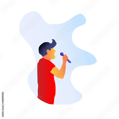 Singer boy singing with microphone