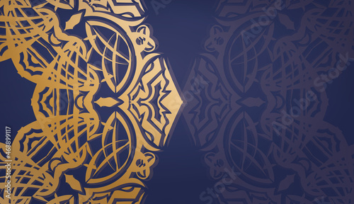 Dark blue background with Indian gold ornaments and place under your text