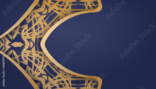 Dark blue background with mandala gold ornament and place under your text
