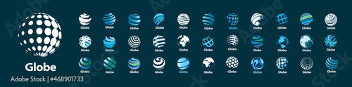 A set of vector logos of the Globe on a gray background