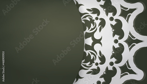 Dark green banner with mandala white ornament and place under your text