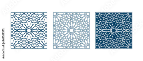 Set of Islamic traditional mosaic for greetings cards decoration and design isolated on white backgrounds. Vector illustration.