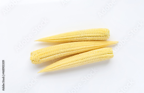 Baby Corn on white background. 