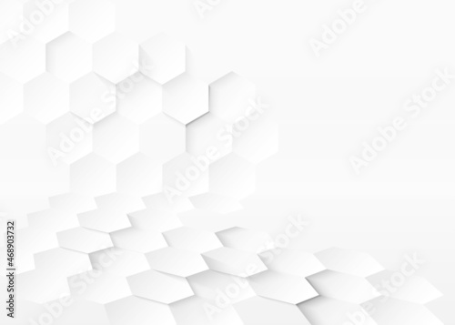 Abstract . Hexagon white background ,light and shadow. Vector.