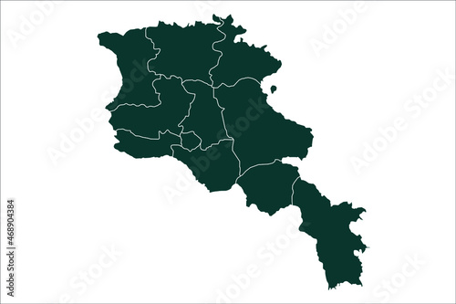 Armenia map Sacramento green Color on White Backgound