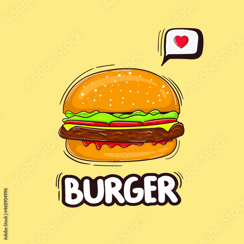 Colorful Hand Drawn Cheese Burger Illustration