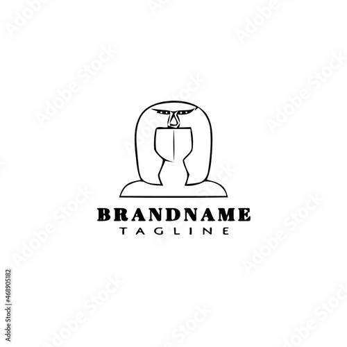 cleopatra logo cartoon design icon black isolated vector illustration