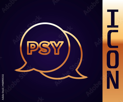 Gold line Psychology icon isolated on black background. Psi symbol. Mental health concept, psychoanalysis analysis and psychotherapy. Vector