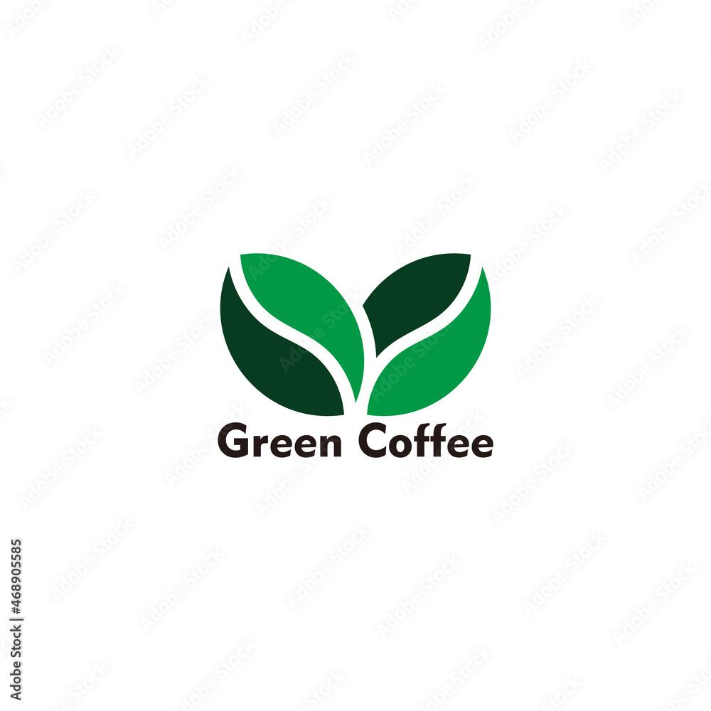 green coffee bean curves geometric colorful symbol logo vector green coffee bean curves geometric colorful symbol logo vector