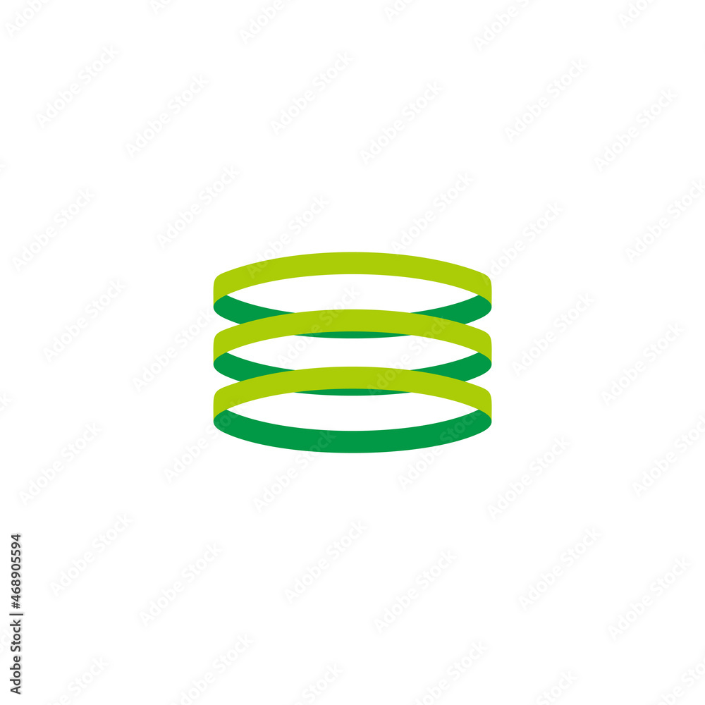 green three rings stack design 3d flat logo vector green three rings stack design 3d flat logo vector