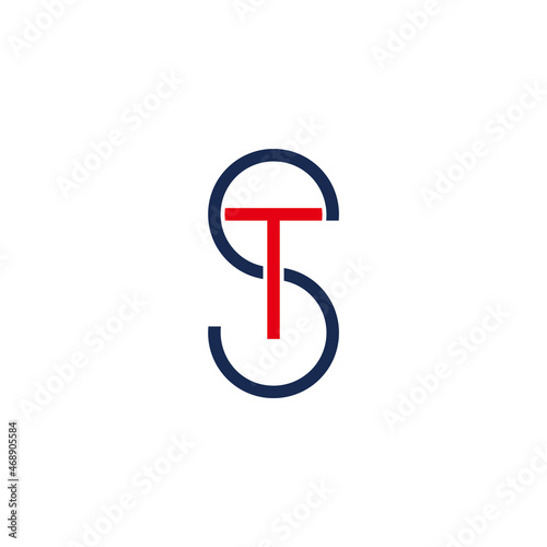 letter st simple geometric thin line linked logo vector