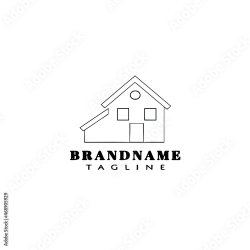 cute house logo cartoon icon design template black isolated vector illustration