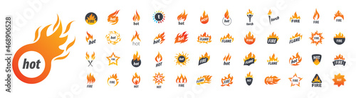 Fotografia A set of vector logos Fire on a white background
