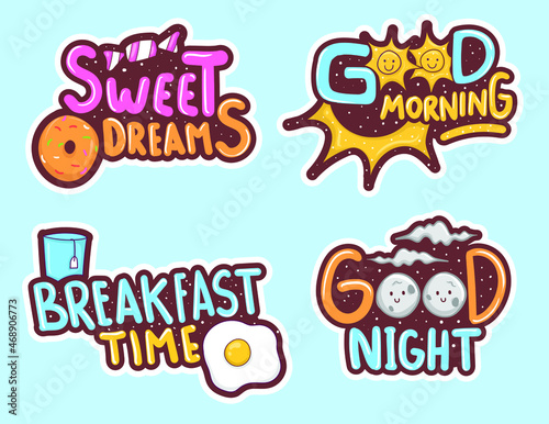 Colorful hand drawn cute stickers