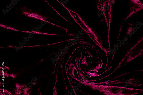 red velor crinkled as background close up, red velvet fabric