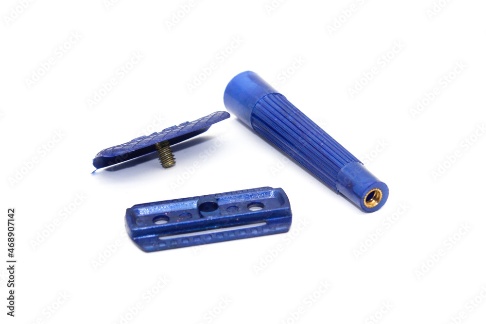 Razor on white background with selective focus