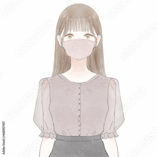布マスクをしている女性