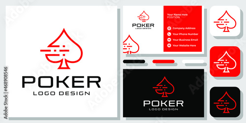 Ace Technology Digital Data Poker Casino Blackjack Vegas Logo Design with Business Card Template