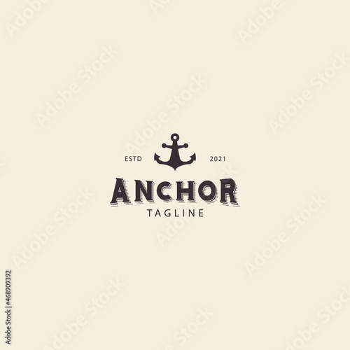 anchor ship hipster logo template vector icon symbol illustration design