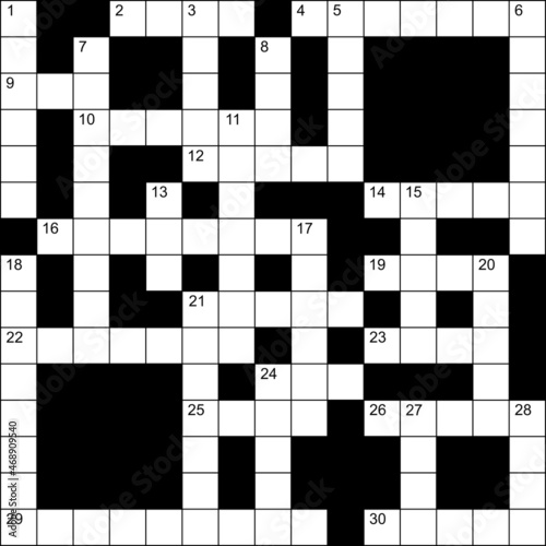 15x15 crossword puzzle. Grid with numbers. Vector illustration.