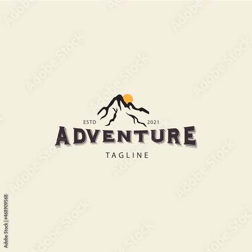 climb  adventurer  mountain  hipster  logo  template  vector  icon  symbol  illustration  design