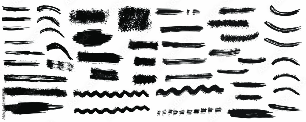 Grunge vector dry paint brush strokes. Isolated on white background. Hand drawn collection Grunge vector dry paint brush strokes. Isolated on white background. Hand drawn collection