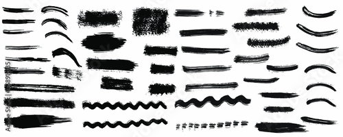 Grunge vector dry paint brush strokes. Isolated on white background. Hand drawn collection photo