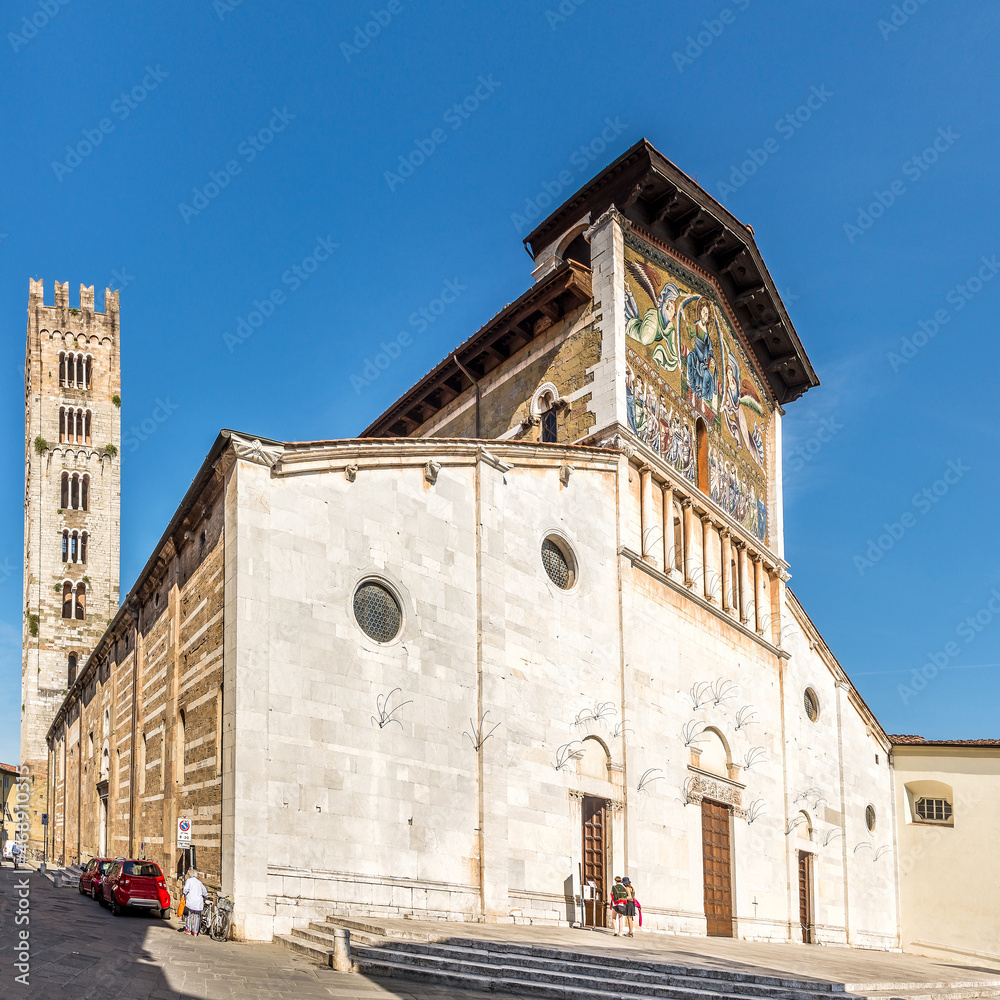 View at the Basilica of San Frediano in the streets of Lucca - Italy
