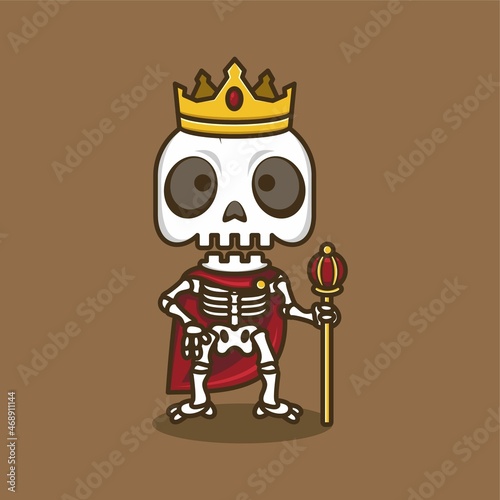 cute cartoon skull character stylized like a king. vector illustration for mascot logo or sticker