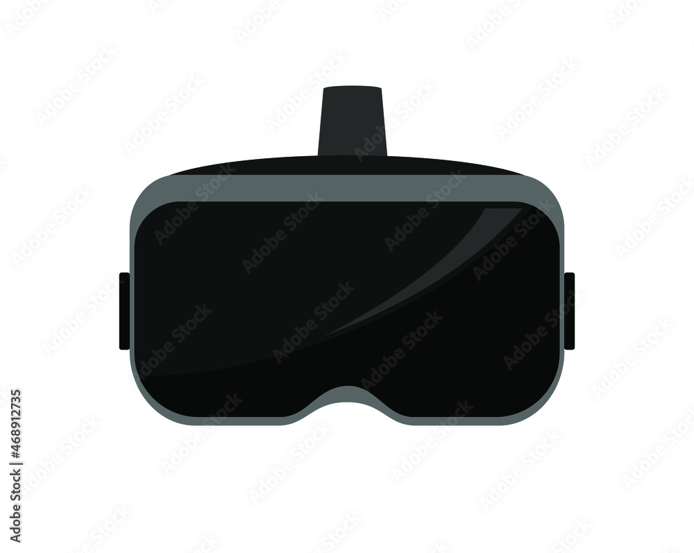 Black and gray virtual reality glasses isolated on a white background. Front view. Flat vector illustration Black and gray virtual reality glasses isolated on a white background. Front view. Flat vector illustration