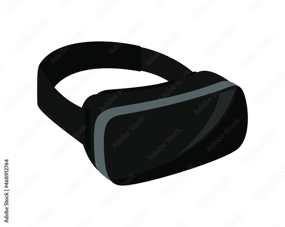 Black and gray virtual reality glasses isolated on a white background. Side and top view. Flat vector illustration Black and gray virtual reality glasses isolated on a white background. Side and top view. Flat vector illustration